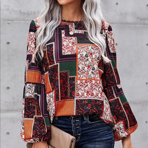 Boho Patchwork Blouse - Picture 3 of 6